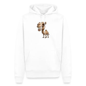 Funny Smile Camel – Big Head Smile - Männer Premium Bio Hoodie - Weiß - Vorne - Nico (187cm)
