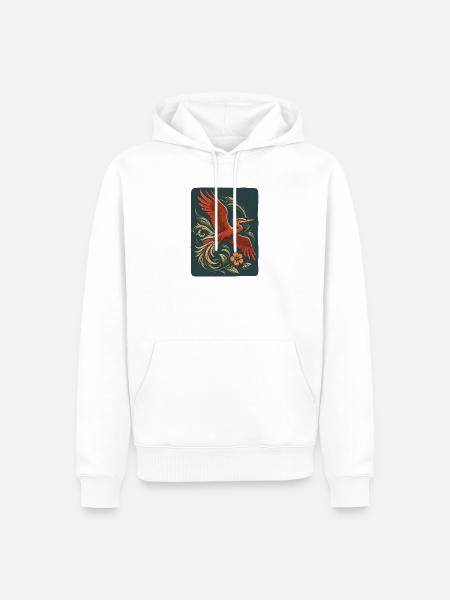 Roter Phoenix im Tattoo-Stiel  - Männer Premium Bio Hoodie - Weiß
