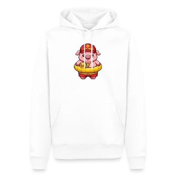 Schweinchen Rettungsschwimmer - Lustiges Pixel Art - Männer Premium Bio Hoodie - Weiß - Vorne - Nico (187cm)