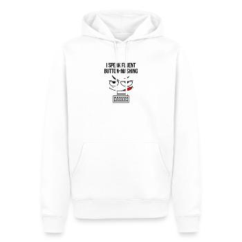 Ich spreche fließend Button-Mashing - Männer Premium Bio Hoodie - Weiß - Vorne - Nico (187cm)