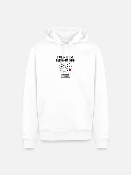 Ich spreche fließend Button-Mashing - Männer Premium Bio Hoodie - Weiß