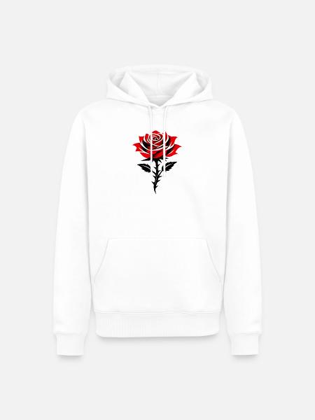 Rote Rose in Schwarzweiß-Kontrast - Männer Premium Bio Hoodie - Weiß