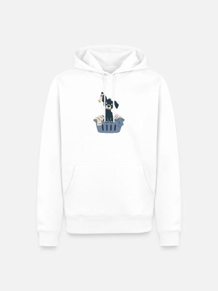 Süßer Hund im Wäschekorb - Männer Premium Bio Hoodie - Weiß