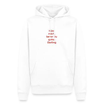 Küss mich bevor Du gehst, Darling (rot auf weiß) - Männer Premium Bio Hoodie - Weiß - Vorne - Nico (187cm)