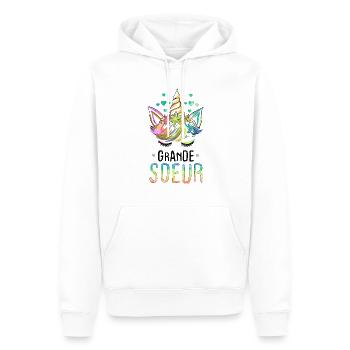 Licorne Filles Future grande soeur en 2023 Cadeau - Sweat à capuche Premium bio Homme - blanc - Devant - Nico (187cm)