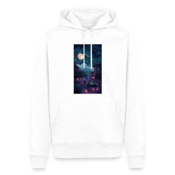 Ville de nuit & Voiture - Sweat à capuche Premium bio Homme - blanc - Devant - Nico (187cm)