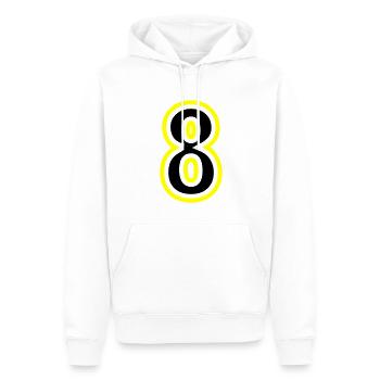 8 Zahl College - Männer Premium Bio Hoodie - Weiß - Vorne - Nico (187cm)