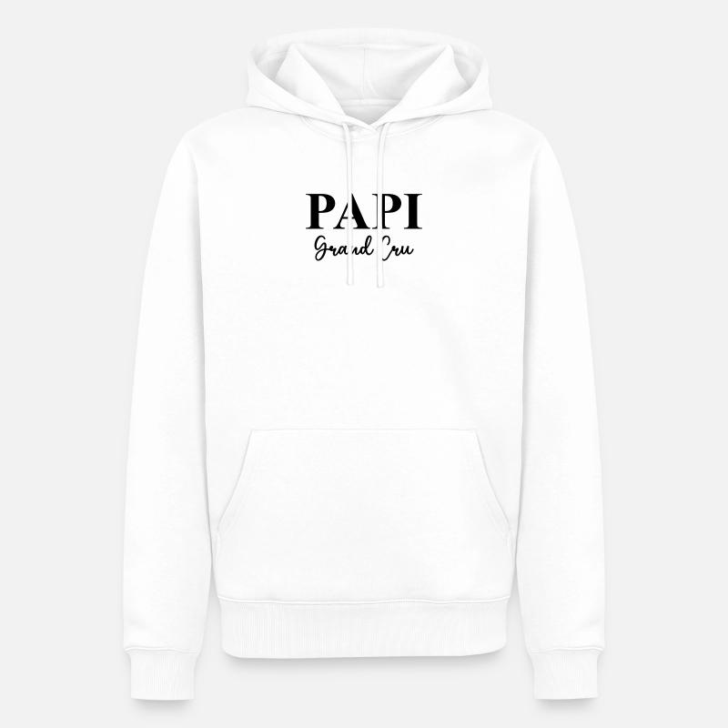 Papi - Grand cru - Sweat à capuche Premium bio Homme - blanc