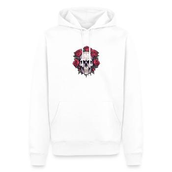 Crâne gothique et Roses Art graphique - Sweat à capuche Premium bio Homme - blanc - Devant - Nico (187cm)