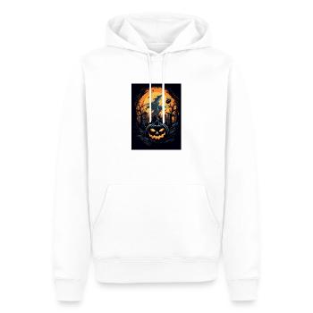 Gruseliger Kürbis an Halloween - Männer Premium Bio Hoodie - Weiß - Vorne - Nico (187cm)