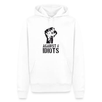 Contre tous les idiots - Sweat à capuche Premium bio Homme - blanc - Devant - Nico (187cm)