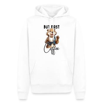 Café à la loutre mais premier animal de café disant drôle - Sweat à capuche Premium bio Homme - blanc - Devant - Nico (187cm)