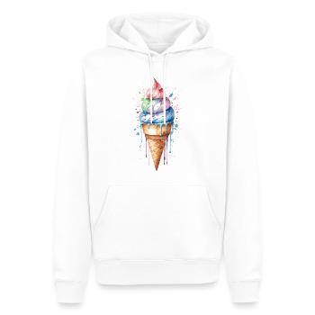 Rainbow Delight: Watercolor Ice Cream Cone - Men’s Premium Organic Hoodie - white - Front - Nico (187cm)