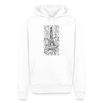 Paris Tour Eiffel France City Skyline Line Art - Sweat à capuche Premium bio Homme - blanc - Devant - Nico (187cm)