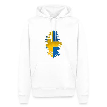 Suède Drapeau Scandinavie Drapeau suédois - Sweat à capuche Premium bio Homme - blanc - Devant - Nico (187cm)