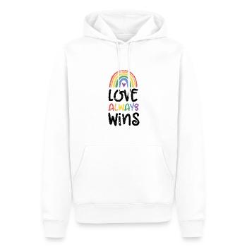 LIEBE SIEGT IMMER REGENBOGEN LIEBEN SHIRT GESCHENK - Männer Premium Bio Hoodie - Weiß - Vorne - Nico (187cm)