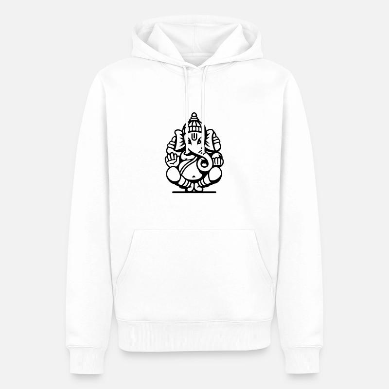 Ganesha Elefant (elephant) No.04.2_1c - Männer Premium Bio Hoodie - Weiß