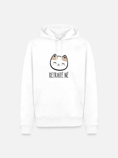 retraité né - Sweat à capuche Premium bio Homme - blanc