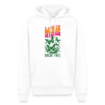 Life is in Motion Break Free - Men’s Premium Organic Hoodie - white - Front - Nico (187cm)