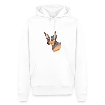 Tête de Pinscher - Sweat à capuche Premium bio Homme - blanc - Devant - Nico (187cm)