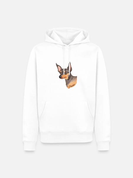 Pinscher Head - Men’s Premium Organic Hoodie - white