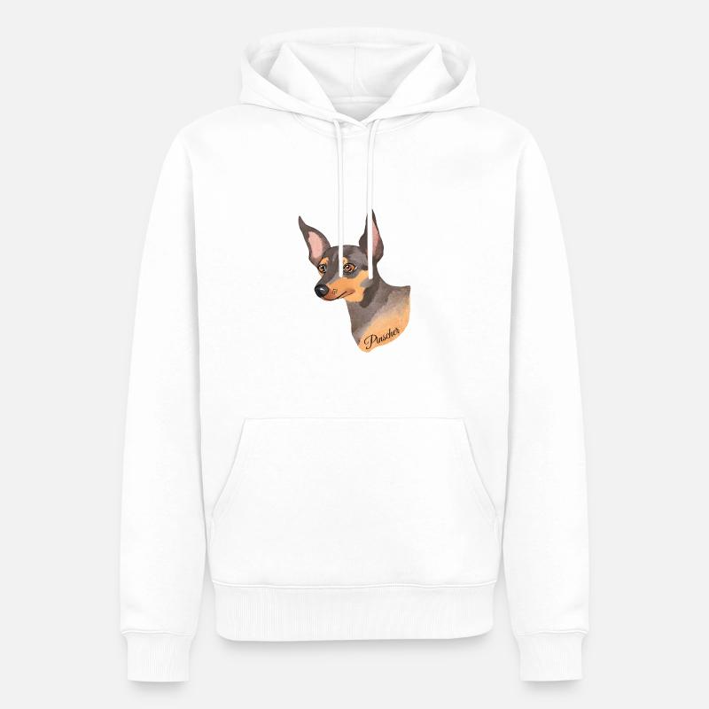 Pinscher Kopf - Männer Premium Bio Hoodie - Weiß