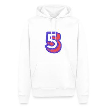 5. 5 YEARS. 5th ANNIVERSARY. 5 YEAR ANNIVERSARY - Men’s Premium Organic Hoodie - white - Front - Nico (187cm)