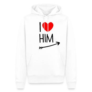 I Love Him (rechts) - Männer Premium Bio Hoodie - Weiß - Vorne - Nico (187cm)