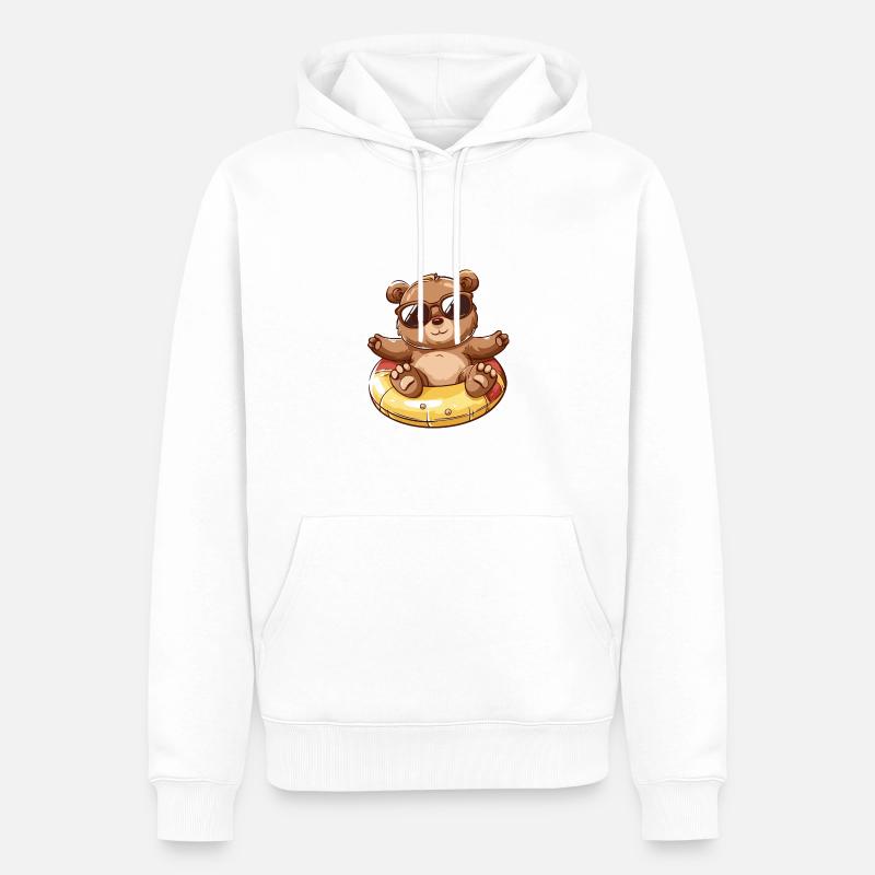 Bär Sommer Comic - Männer Premium Bio Hoodie - Weiß