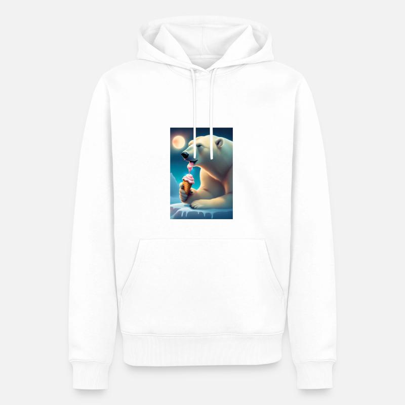Eisbär liebt Eiscreme - Männer Premium Bio Hoodie - Weiß