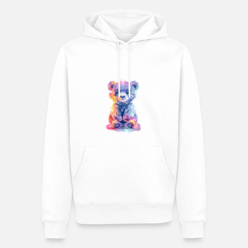 Ours néon mignon - Sweat à capuche Premium bio Homme - blanc