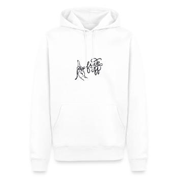 Fuck Off Handlettering schwarz Linie - Männer Premium Bio Hoodie - Weiß - Vorne - Nico (187cm)