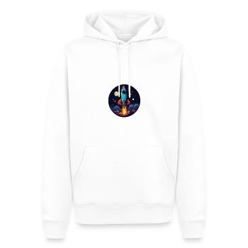 Fusée spatiale. Fusée dessin mignon. Logo de fusée - Sweat à capuche Premium bio Homme - blanc - Devant - Nico (187cm)