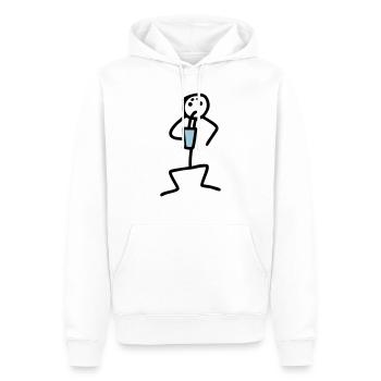 Strichmännchen trinkt - V2 - Männer Premium Bio Hoodie - Weiß - Vorne - Nico (187cm)