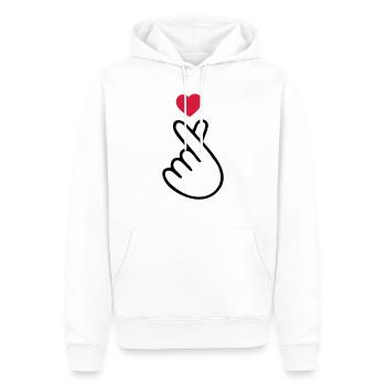 ♥I Love You-Cute Korean Finger Heart Sign♥ - Men’s Premium Organic Hoodie - white - Front - Nico (187cm)