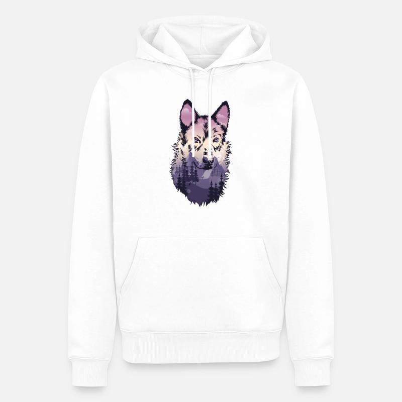Wolf Schäferhund Hund - Männer Premium Bio Hoodie - Weiß
