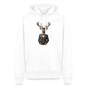 Hirsch - Männer Premium Bio Hoodie - Weiß - Vorne - Nico (187cm)
