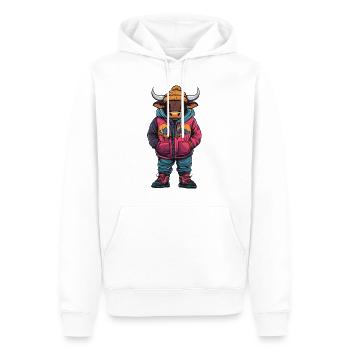 Mode d’hiver Taureau - Sweat à capuche Premium bio Homme - blanc - Devant - Nico (187cm)