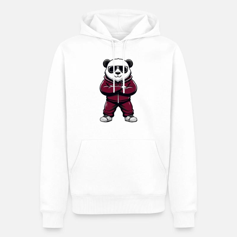 Bande dessinée cool panda - Sweat à capuche Premium bio Homme - blanc