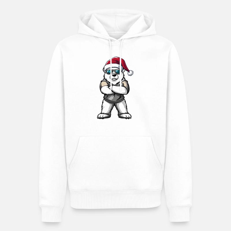 Eisbär Weihnachtsmann - Männer Premium Bio Hoodie - Weiß