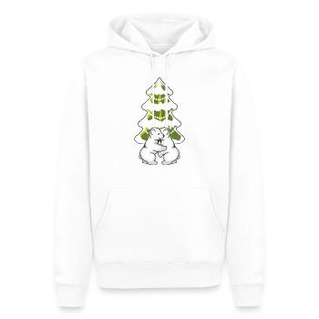 Deux oursons polaires s’étreignant près d’un arbre de Noël - Sweat à capuche Premium bio Homme - blanc - Devant - Nico (187cm)