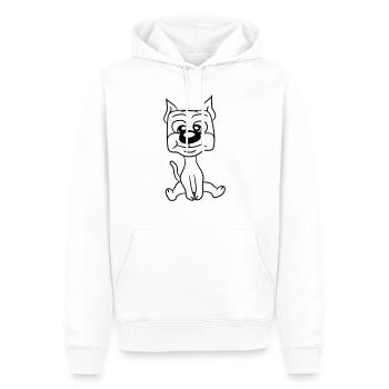 chien assis mignon petit chiot heureux animal de compagnie - Sweat à capuche Premium bio Homme - blanc - Devant - Nico (187cm)