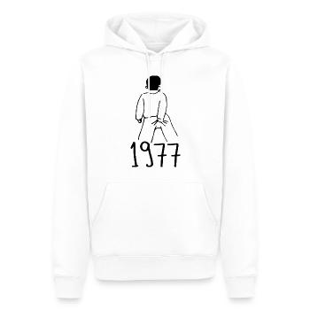 1977 Anniversaire 1977 - Sweat à capuche Premium bio Homme - blanc - Devant - Nico (187cm)
