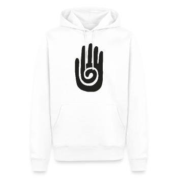 Chaman - Main de Guérison & Symbole de Protection - Noir - Sweat à capuche Premium bio Homme - blanc - Devant - Nico (187cm)