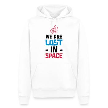 WE ARE LOST IN SPACE - SATELLITE - Men’s Premium Organic Hoodie - white - Front - Nico (187cm)