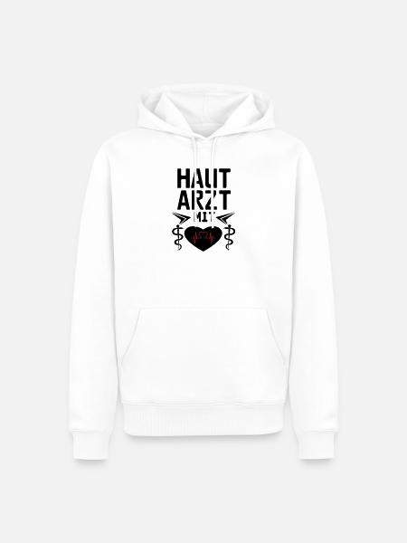 Hautarzt mit Herz Geschenk - Männer Premium Bio Hoodie - Weiß