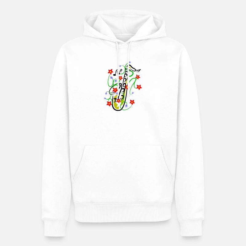 Conception du saxophone - Sweat à capuche Premium bio Homme - blanc