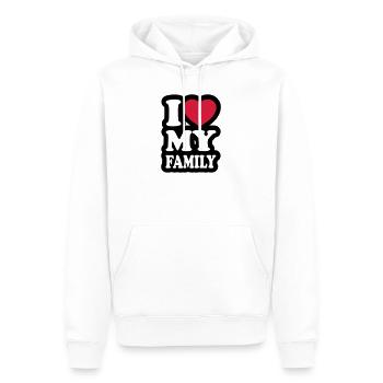 I love my family - J'aime ma famille - Sweat à capuche Premium bio Homme - blanc - Devant - Nico (187cm)