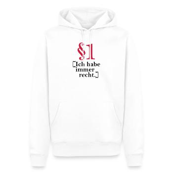 §1 Ich habe immer recht. - Männer Premium Bio Hoodie - Weiß - Vorne - Nico (187cm)