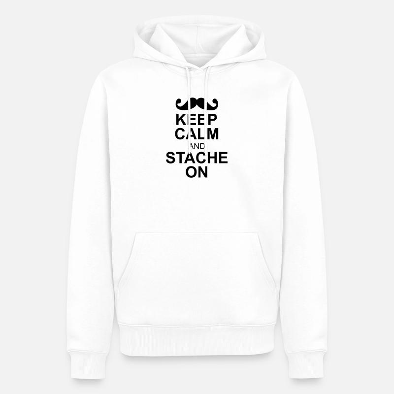 keep calm moustache - Männer Premium Bio Hoodie - Weiß